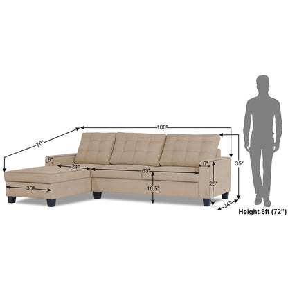 Adorn India Premium Raptor L Shape 6 Seater Sofa Set (LHS) (Beige)