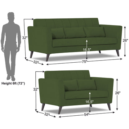 Adorn India Daniel 3+2 5 Seater Sofa Set (Green)