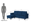 Adorn India Maddox Tufted L Shape 4 Seater Sofa Set (Blue)