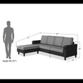 Maddox Plain Two Tone L Shape 6 Seater Sofa Set LHS (Grey & Black)