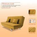 Adorn India Premium New Aspen 3 Seater Sofa Cum Bed 4X6 Velvet Suede with 2 Cushions (Color Yellow) and Suitable for All Indoor, with 3 Years Warranty