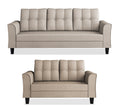 Adorn India Maddox Tufted 3+2 5 Seater Sofa Set (Beige) (3 Year Warranty)