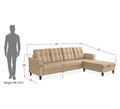 Adorn India Maddox Tufted L Shape 5 Seater Sofa Chenille Sofa Set RHS (Beige) (3 Year Warranty)