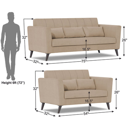 Adorn India Daniel 3+2 5 Seater Sofa Set (Beige) (3 Year Warranty)