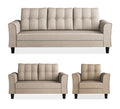 Adorn India Maddox Tufted 3+2+1 6 Seater Sofa Set (Beige) (3 Year Warranty)