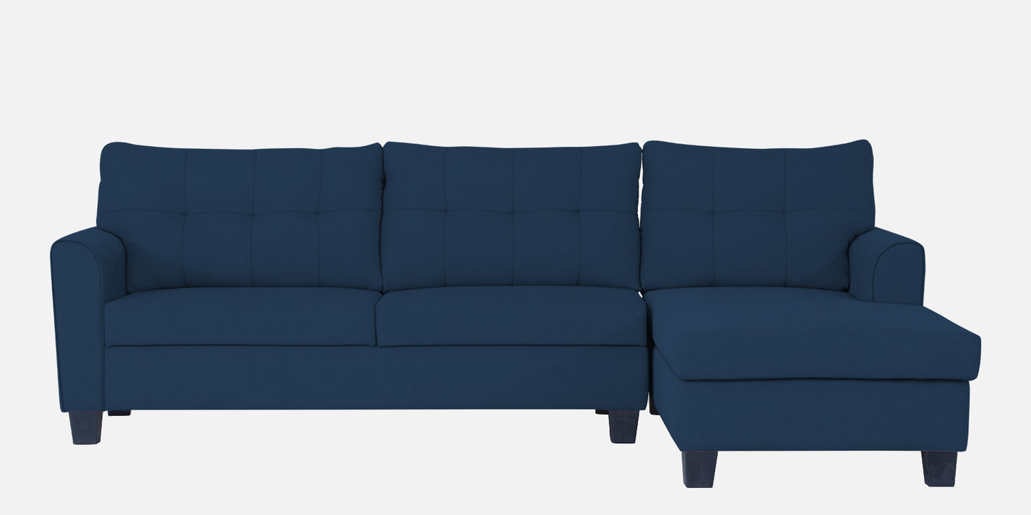 Adorn India Moris L Shape 6 Seater Sofa Set RHS (Blue)