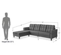 Adorn India Maddox Tufted L Shape 5 Seater Sofa Set LHS (Grey) (3 Year Warranty)