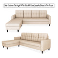 Darcy L Shape 8 Seater Sofa Set with Center Table and 2 Ottoman Puffy (LHS) (Beige)