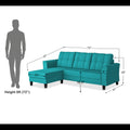 Maddox Tufted L Shape 4 Seater Sofa Set (Aqua Blue)