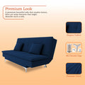 Adorn India Premium New Aspen 3 Seater Sofa Cum Bed 4X6 Velvet Suede with 2 Cushions (Color Blue) and Suitable for All Indoor, with 3 Years Warranty