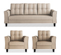 Adorn India Maddox Tufted 3-1-1 5 Seater Sofa Set (Beige) (3 Year Warranty)
