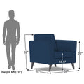 Adorn India Dannis 1 Seater Sofa (Blue) (3 Year Warranty)