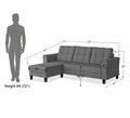 Adorn India Maddox Tufted L Shape 4 Seater Sofa Set (Grey)