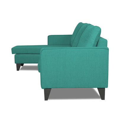 Adorn India Chandler L Shape 4 Seater Sofa Set Plain (Aqua Blue)