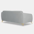 Adorn India Premium Luster Plus 3 Seater Sofa | Velvet Suede Fabric | 3-Year Warranty | Color Grey with Golden Legs & Striped Pattern Cushion