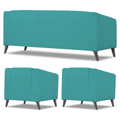 Adorn India Premium Laurel 3+1+1 5 Seater Sofa Set (Aqua Blue)