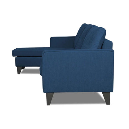 Adorn India Chandler L Shape 4 Seater Sofa Set Plain (Left Hand Side) (Aqua Blue)