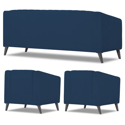 Adorn India Premium Laurel 3+1+1 5 Seater Sofa Set (Blue)