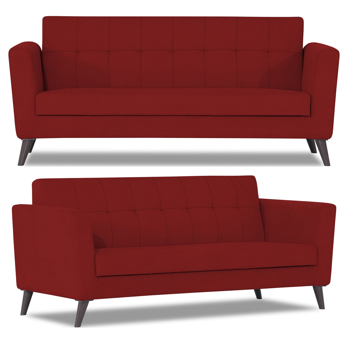 Adorn India Dannis 3+1+1 5 Seater Sofa Set (Red)