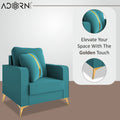 Adorn India Premium Chandler - 3 Years Warranty - 1 Seater Sofa Velvet Suede Fabric - Aqua Blue