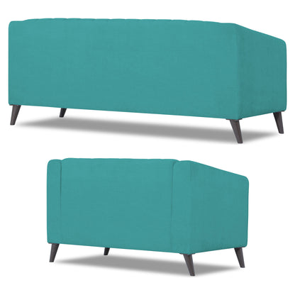 Adorn India Premium Laurel 3+2 5 Seater Sofa Set (Aqua Blue)