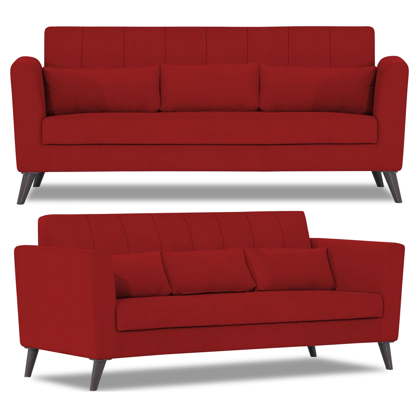 Adorn India Daniel 3+1+1 5 Seater Sofa Set (Red)