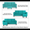 Maddox Tufted L Shape 4 Seater Sofa Set (Aqua Blue)