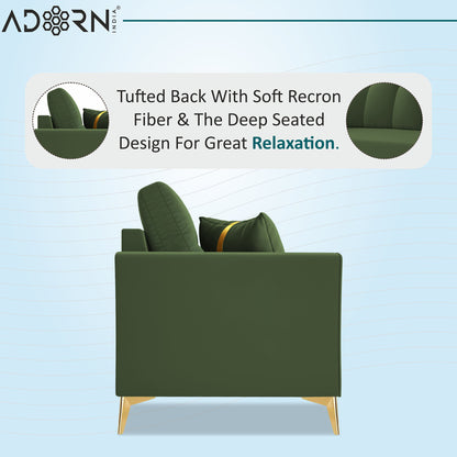 Adorn India Premium Maddox Tufted - 3 Years Warranty - 2 Seater Sofa Velvet Suede Fabric - Green