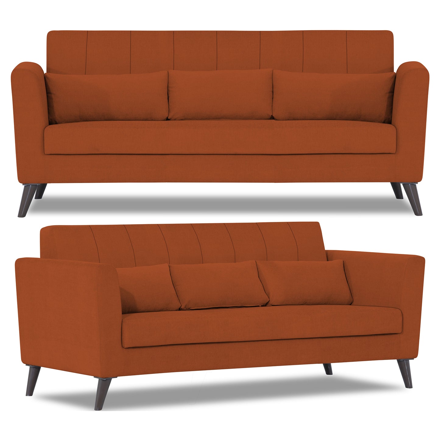 Adorn India Daniel 3+2 5 Seater Sofa Set (Rust)