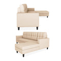 Darcy L Shape 8 Seater Sofa Set with Center Table and 2 Ottoman Puffy (RHS) (Beige)