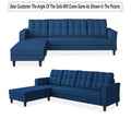 Adorn India Maddox Tufted L Shape 5 Seater Chenille Sofa Sofa Set LHS (Blue) (3 Year Warranty)