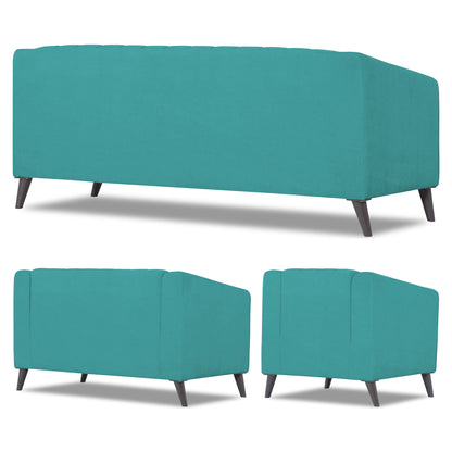 Adorn India Premium Laurel 3+2+1 6 Seater Sofa Set (Aqua Blue)