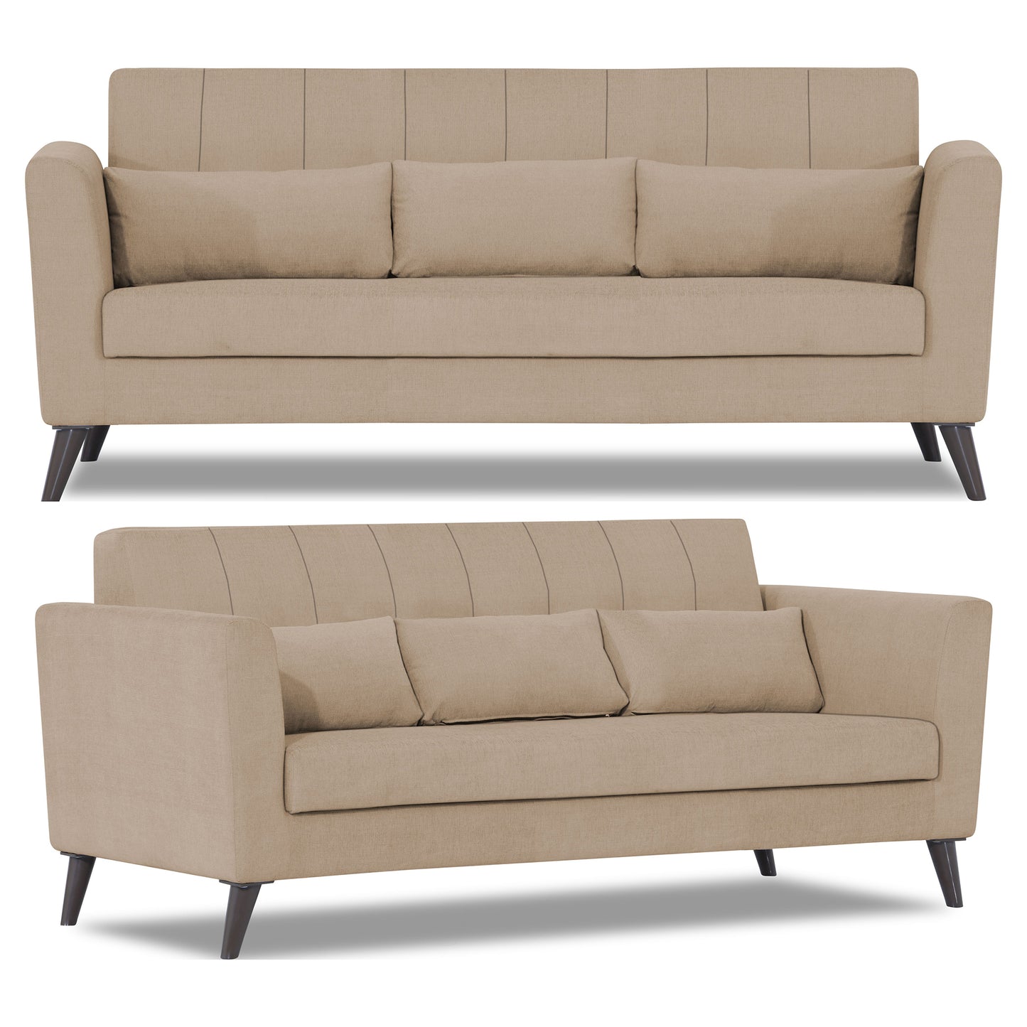 Adorn India Daniel 3+2+1 6 Seater Sofa Set (Beige) (3 Year Warranty)