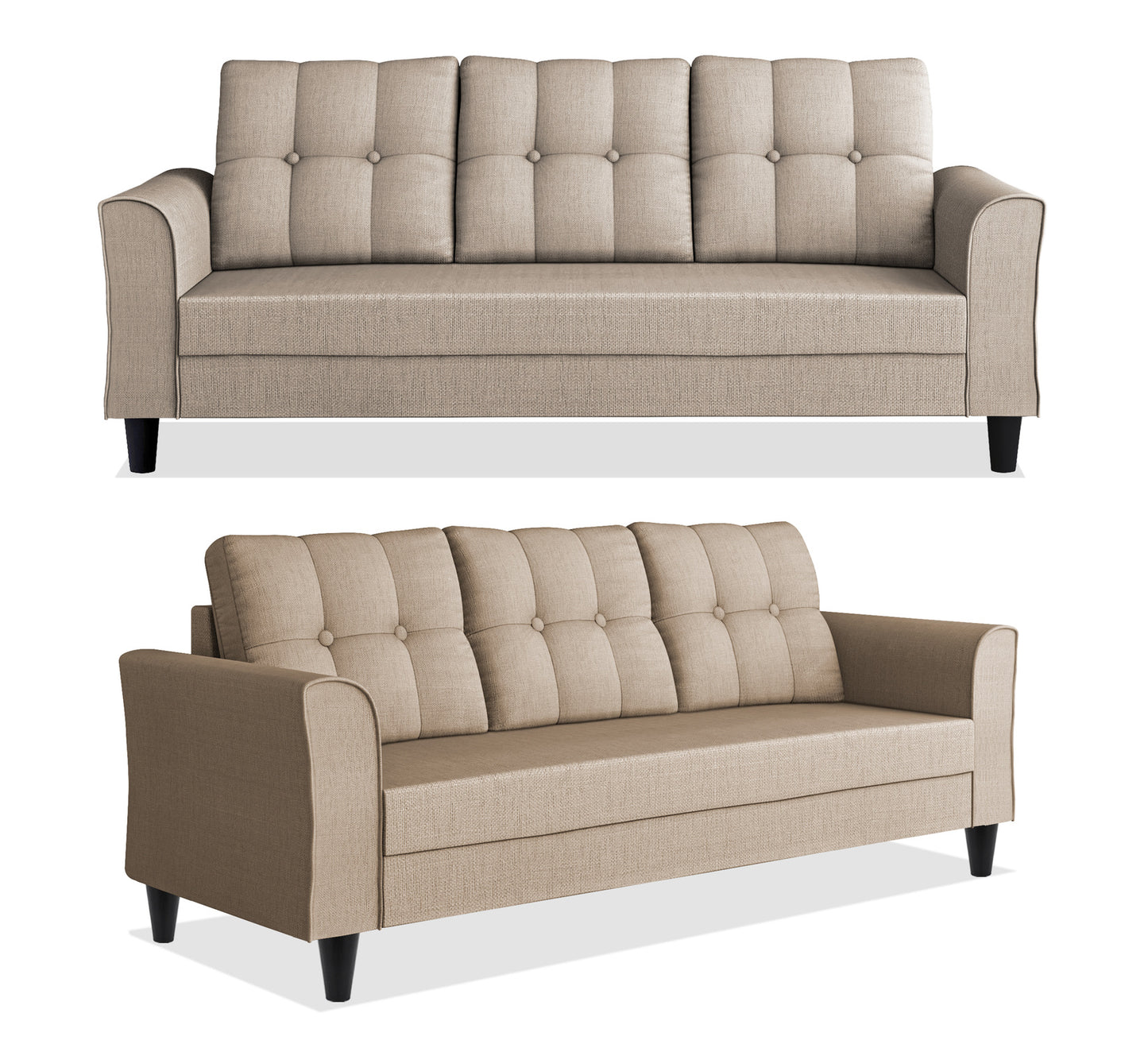 Adorn India Maddox 6 Seater 3+2+1 Sofa Set (Beige)