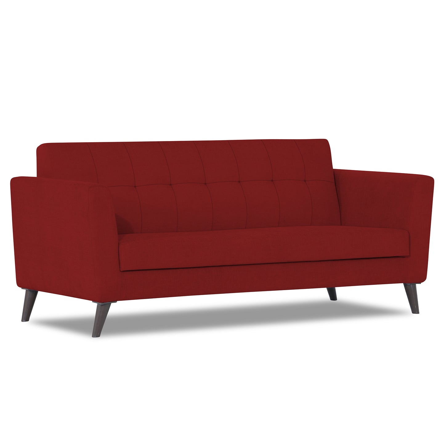 Adorn India Dannis 3 Seater Sofa (Red)