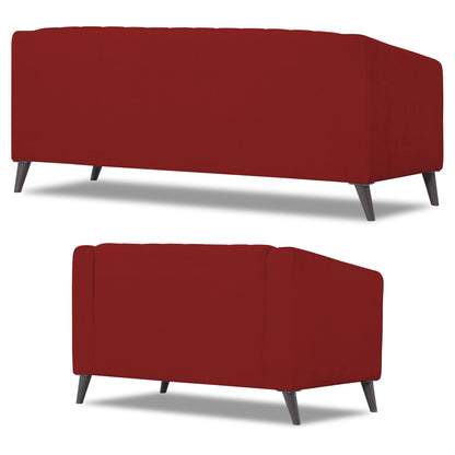 Adorn India Premium Laurel 3+2 5 Seater Sofa Set (Red)