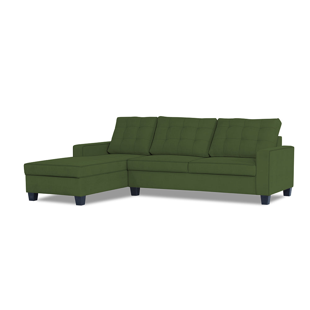 Adorn India Premium Raptor L Shape 6 Seater Sofa Set (LHS) (Green)