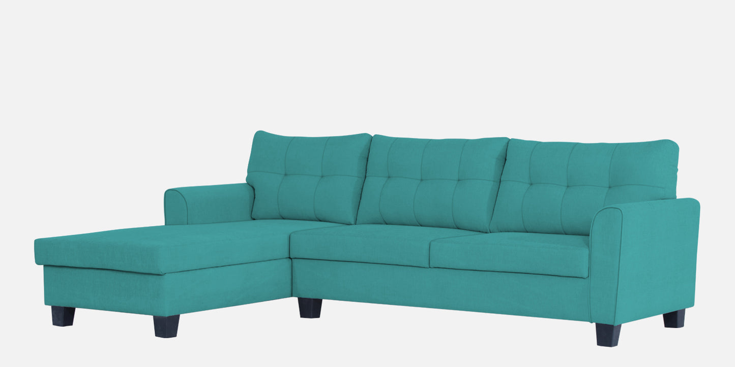 Adorn India Moris L Shape 6 Seater Sofa Set LHS (Aqua Blue)