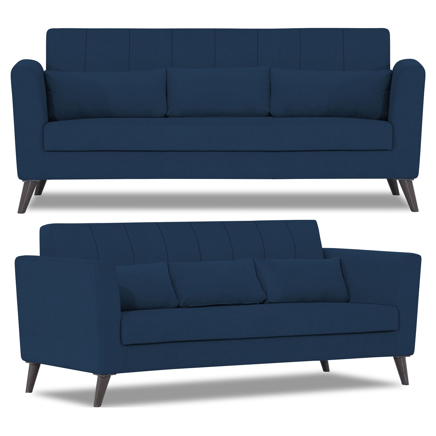Adorn India Daniel 3+2 5 Seater Sofa Set (Blue) (3 Year Warranty)
