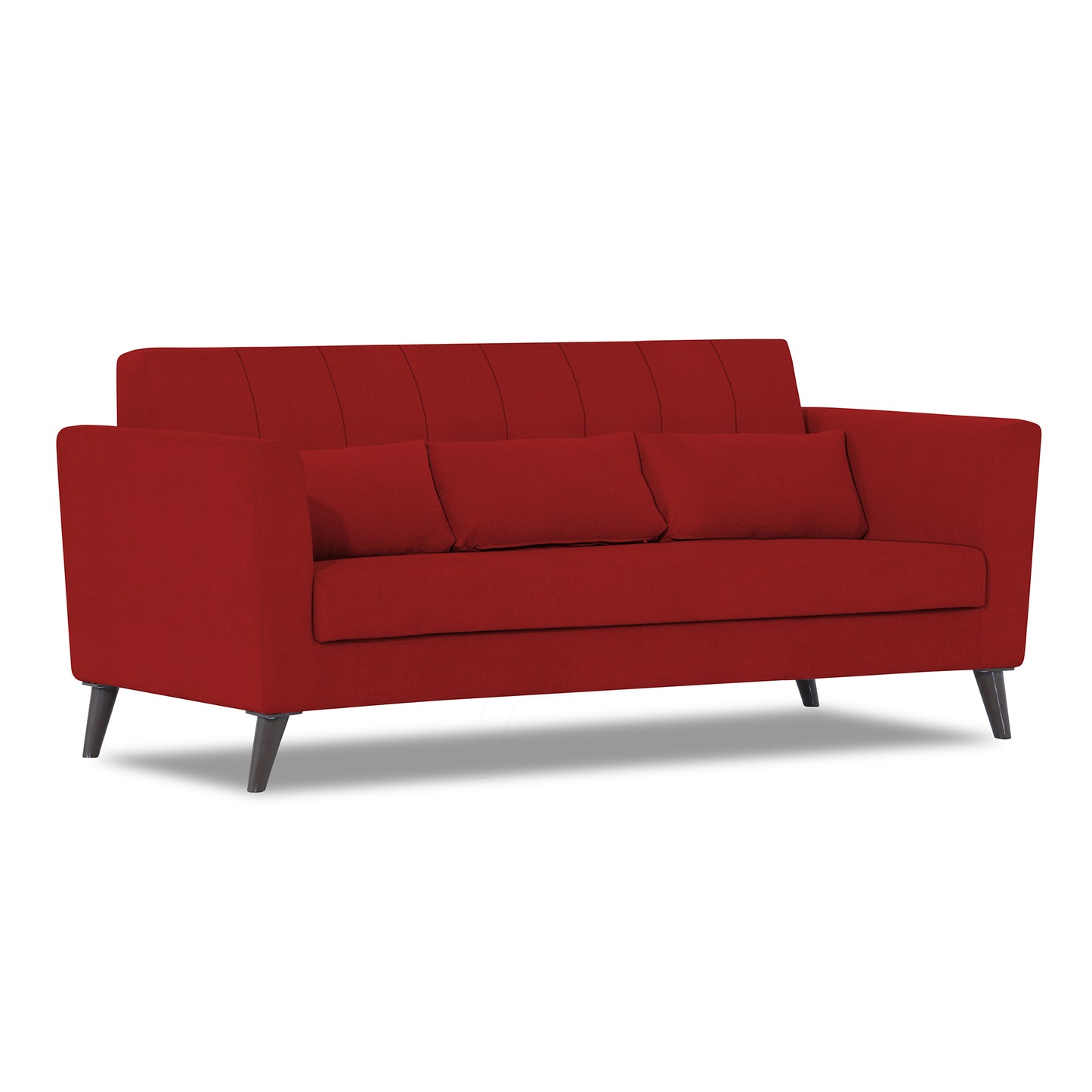 Adorn India Daniel 3 Seater Sofa (Red)