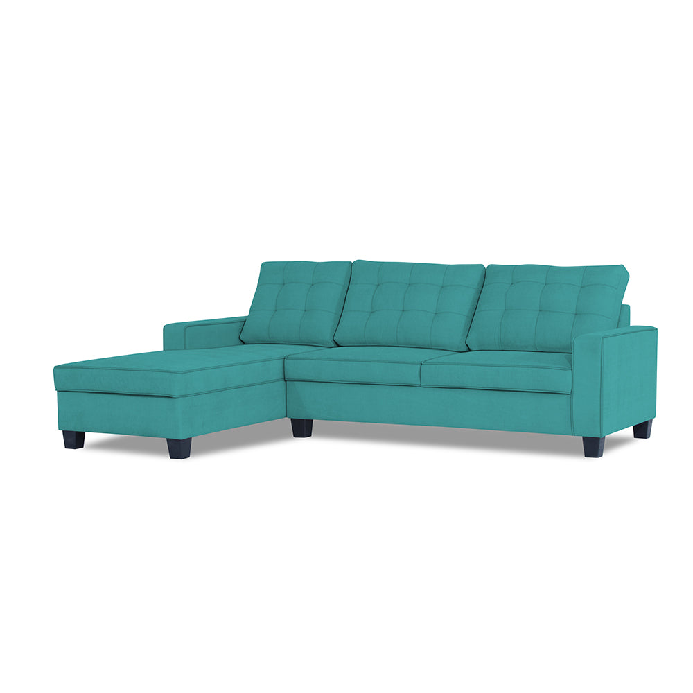 Adorn India Premium Raptor L Shape 6 Seater Sofa Set (LHS) (Aqua Blue)