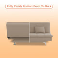 Adorn India Premium New Aspen 3 Seater Sofa Cum Bed 4X6 Velvet Suede with 2 Cushions (Color Light Beige) and Suitable for All Indoor, with 3 Years Warranty