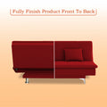 Adorn India Premium New Aspen 3 Seater Sofa Cum Bed 4X6 Velvet Suede with 2 Cushions (Color Red) and Suitable for All Indoor, with 3 Years Warranty