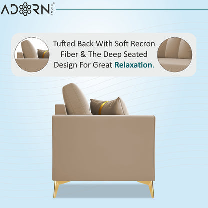 Adorn India Premium Maddox Tufted - 3 Years Warranty - 2 Seater Sofa Velvet Suede Fabric - Beige