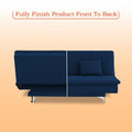 Adorn India Premium New Aspen 3 Seater Sofa Cum Bed 4X6 Velvet Suede with 2 Cushions (Color Blue) and Suitable for All Indoor, with 3 Years Warranty