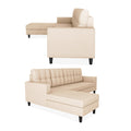 Darcy L Shape 8 Seater Sofa Set with Center Table and 2 Ottoman Puffy (LHS) (Beige)