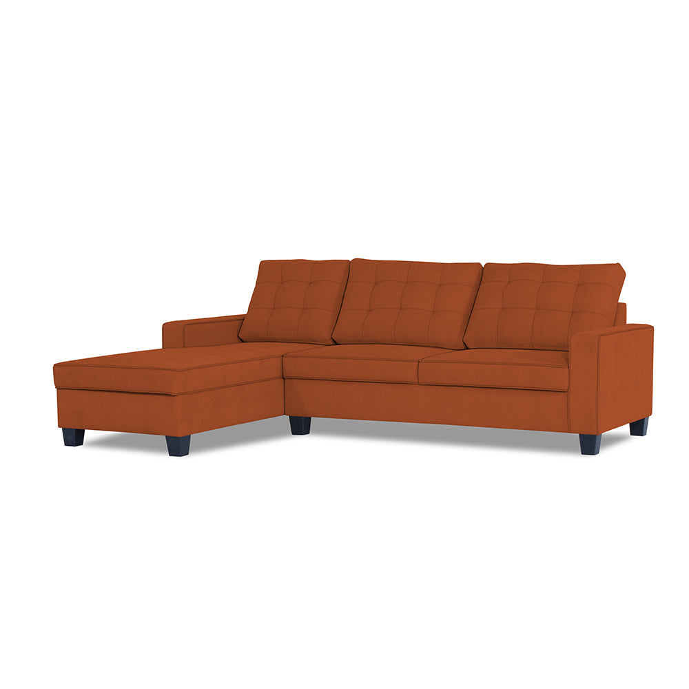 Adorn India Premium Raptor L Shape 6 Seater Sofa Set (LHS) (Rust)