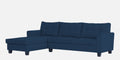 Adorn India Moris L Shape 6 Seater Sofa Set LHS (Blue) (3 Year Warranty)