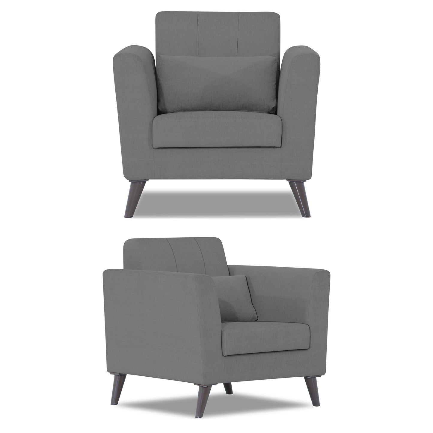 Adorn India Daniel 3+1+1 5 Seater Sofa Set (Grey)