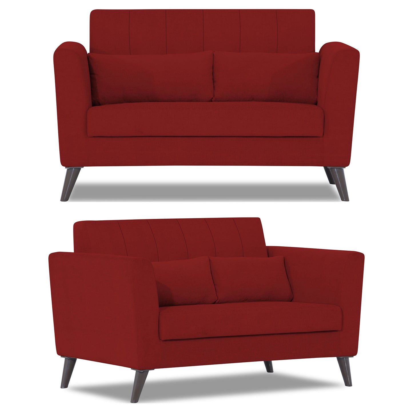 Adorn India Daniel 3+2 5 Seater Sofa Set (Red)